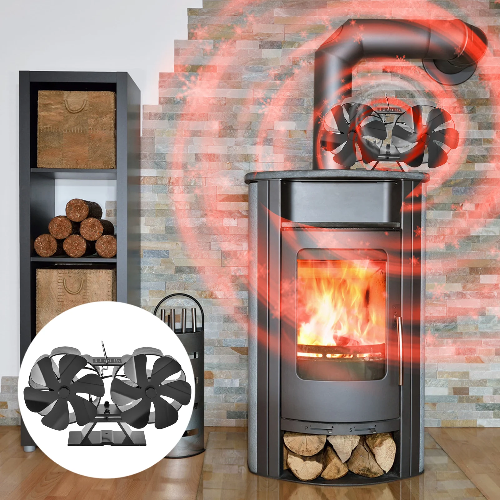 Wood Stove Fan Upgrade 12 Blades Powered Stove Fan Fireplace Stove Fan Increased Efficient Fireplace Stove Accessories Apposite