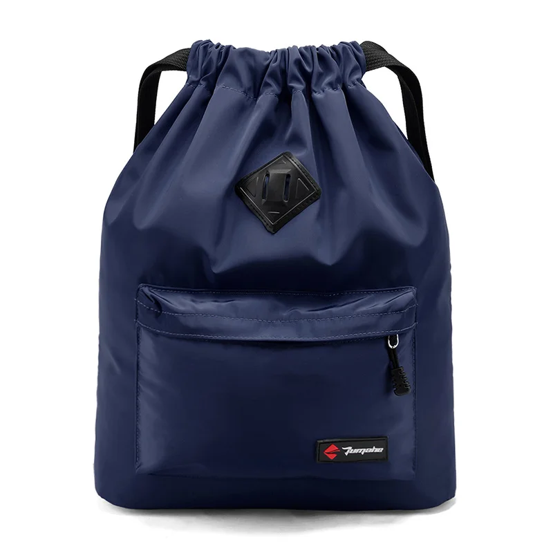 Dark blue Backpack Рюкзаки унисекс сплошной цвет шнурок рюкзак для подростков мужчин водонепроницаемый шнурок мешок Упаковка Кубики большой емкости Mochila - Цвет: Dark blue Backpack