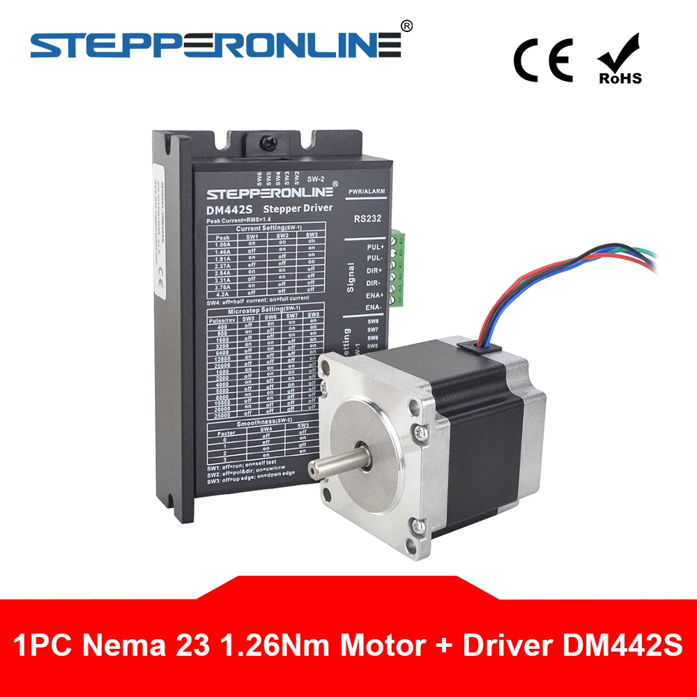 

1 Axis Nema 23 Stepper CNC Kit 1.26Nm 23HS5628 Motor 2.8A Nema23 Step Motor & Digital Stepper Driver DM442S