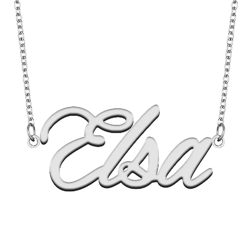 Necklace with Name Elsa for His Her Family Member Best Friend Birthday Gifts on Christmas Mother Day Valentine's Day