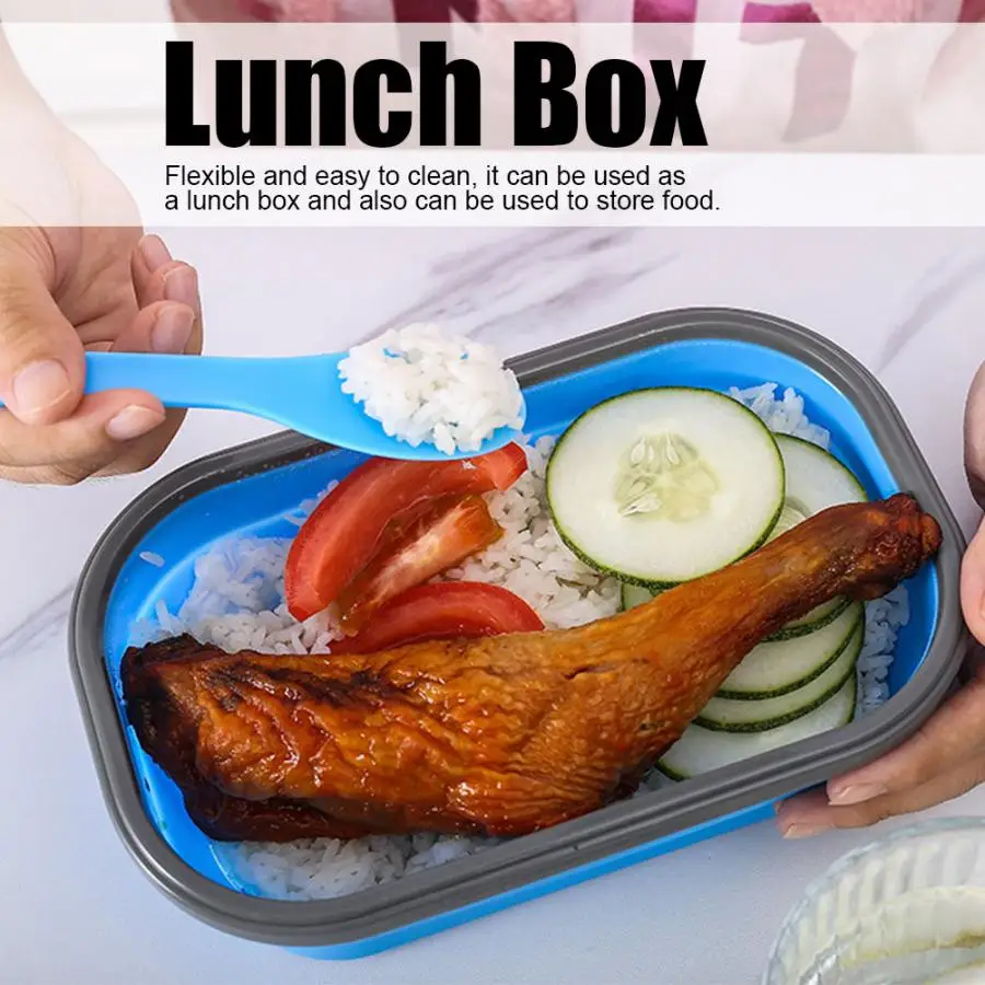 Герметичный Bento Box 800 мл Портативный Силиконовый складной Ланч-бокс Bento box контейнер для еды на открытом воздухе путешествия Пикник портативный
