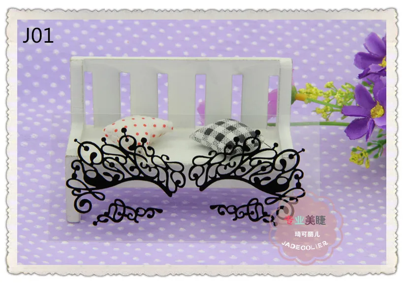 Jadecolier 1 пара черный макияж Красота Тени для век наклейки Маскарад DIY украшения кружевная маска для лица - Цвет: J01