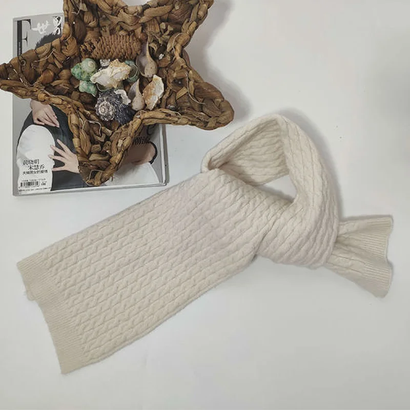 Twist Beige Модные женские шерстяные вязаные шарфы, теплые мягкие милые короткие шарфы для женщин и мужчин, подарок на Рождество - Цвет: Twist Beige