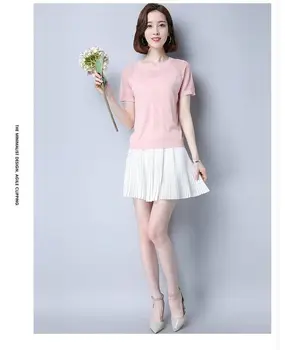 

Super fairy short sleeve lace blouse women's 2020 summer new round neck slim white hollow Leisi 2020