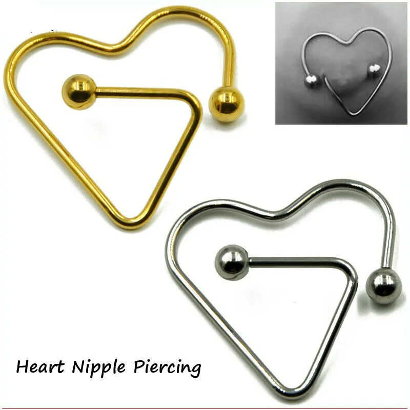 

Body Piercing Jewelry Stainless Steel Heart-shaped Piercing Nipples Perforated Nipple Ear Stud Earring Pendant Nail 2PC