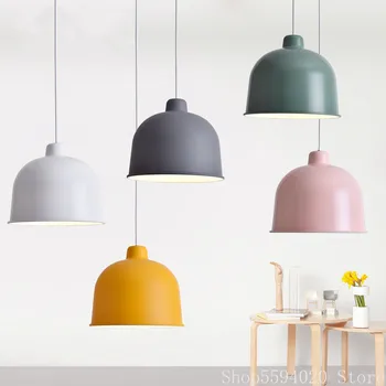 

Nordic Counter Iron Pendant Lamp Modern Minimalist Bedroom Color Pendant Lights Restaurant Creative Cool Indoor Macarons Lamp
