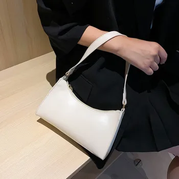 

Fashion Pure Color Women Handbag Simple PU Leather Totes Shoulder Bags Female Small Travel Underarm Purse