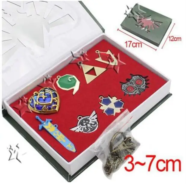 Легенда о Зельде Triforce Hylian Shield& Master брелок в виде меча Ожерелье Подвески Брелок коллекция оружия коробка Косплей Реквизит - Цвет: 4