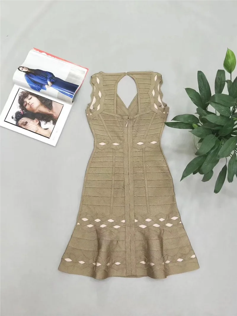 Высокое качество vestidos Танк выдалбливают рыбий хвост Bodycon знаменитый искуственный шелк женское Бандажное платье вечернее платье