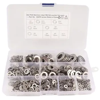 

Stainless Steel Flat Washer Metric Flat Washers Assortment Kit Set 684pieces -9Sizes M2 M2.5 M3 M4 M5 M6 M8 M10 M12