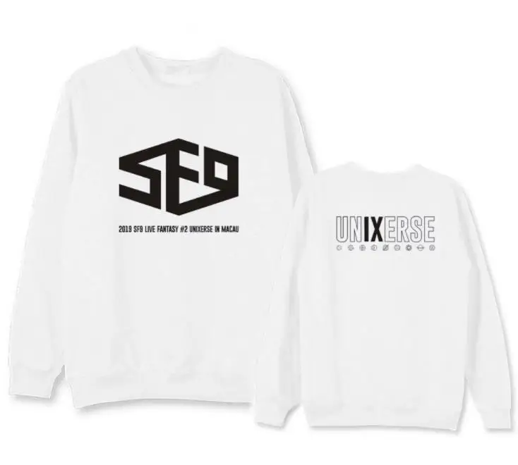 thin SF9 concert unixerse in macau same пуловер с принтом и круглым вырезом Свободные толстовки kpop унисекс флисовые/тонкие толстовки 3 цвета - Цвет: thin