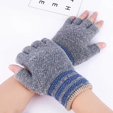 Зимние женские перчатки без пальцев, с помпоном, теплые, утепленные, вязаные, вязанные, с набивкой, Guantes, плюшевые, Handschoenen