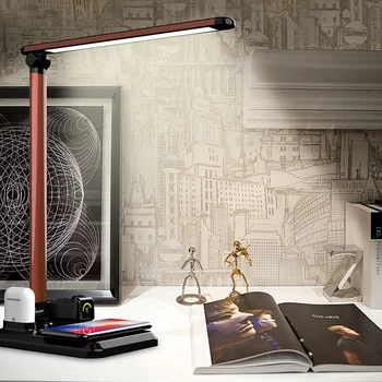 

4 In 1 LED Desk Lamp Fast Wireless Charger Adjustable Angle Charging Table Bedside Night Light _WK