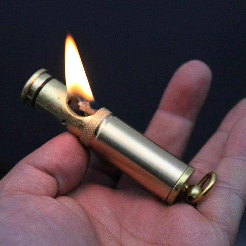 

Brass Free Fire Torch Lighter Retro Grinding Wheel Flint Kerosene Oil Pipe Lighter Cigarette Gasoline Windproof Gadgets For Men