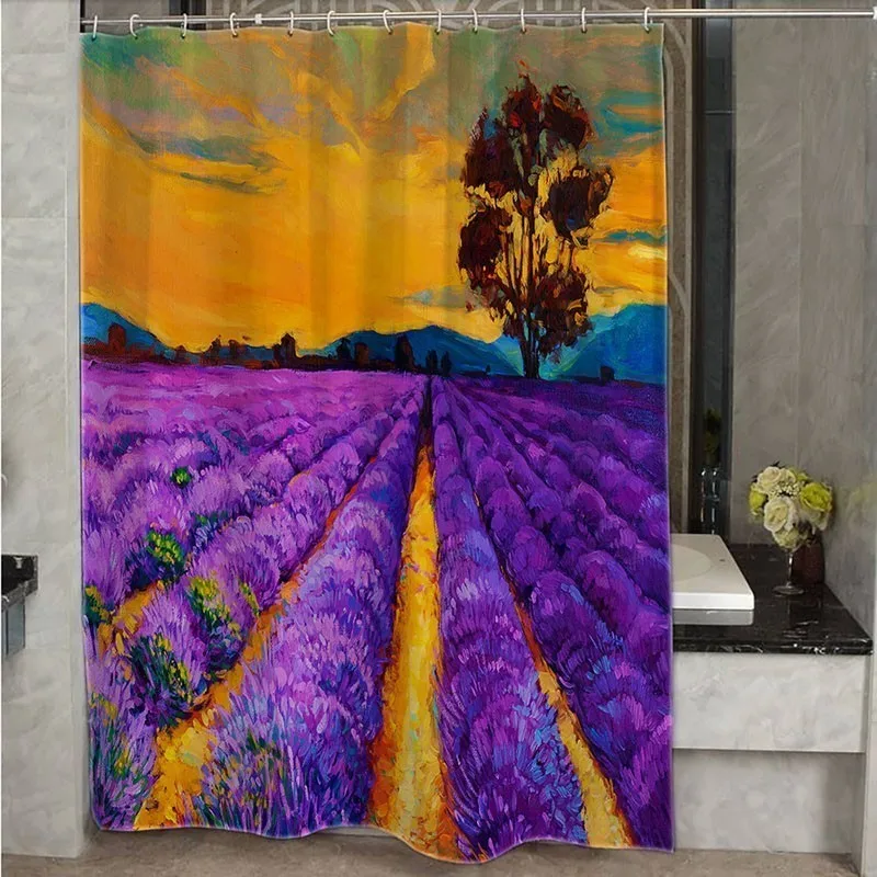Украшение, современное искусство, масляная живопись, HD печать, душевая занавеска для ванной комнаты, водонепроницаемая занавеска для ванной, стандартный размер 72x7" 180x180 см с крючками
