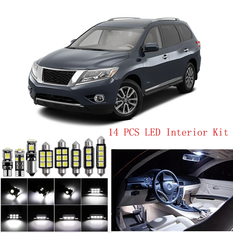 

Car LED Light Bulbs Interior Kit For Nissan Pathfinder 2013 - Present Dome Glove box LED Light Vanity Mirror Light Trunk Light