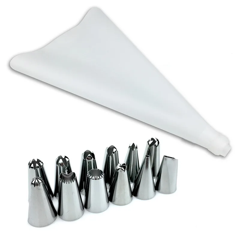 14pcs white Инструменты для украшения выпечки, многоразовый кондитерский мешок из материала EVA для крема, сопло, кондитерский мешок для торта - Цвет: 14pcs white