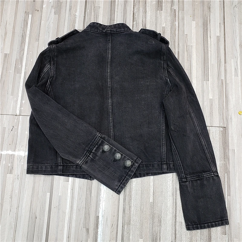 Short Denim Jackets Military Style 