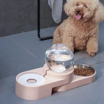 

2 In 1 Pet Cat Dog Feeder Fountain Bubble Automatic Cats Water Fountain Large Drinking Bowl For Cat Pets Water Dispenser