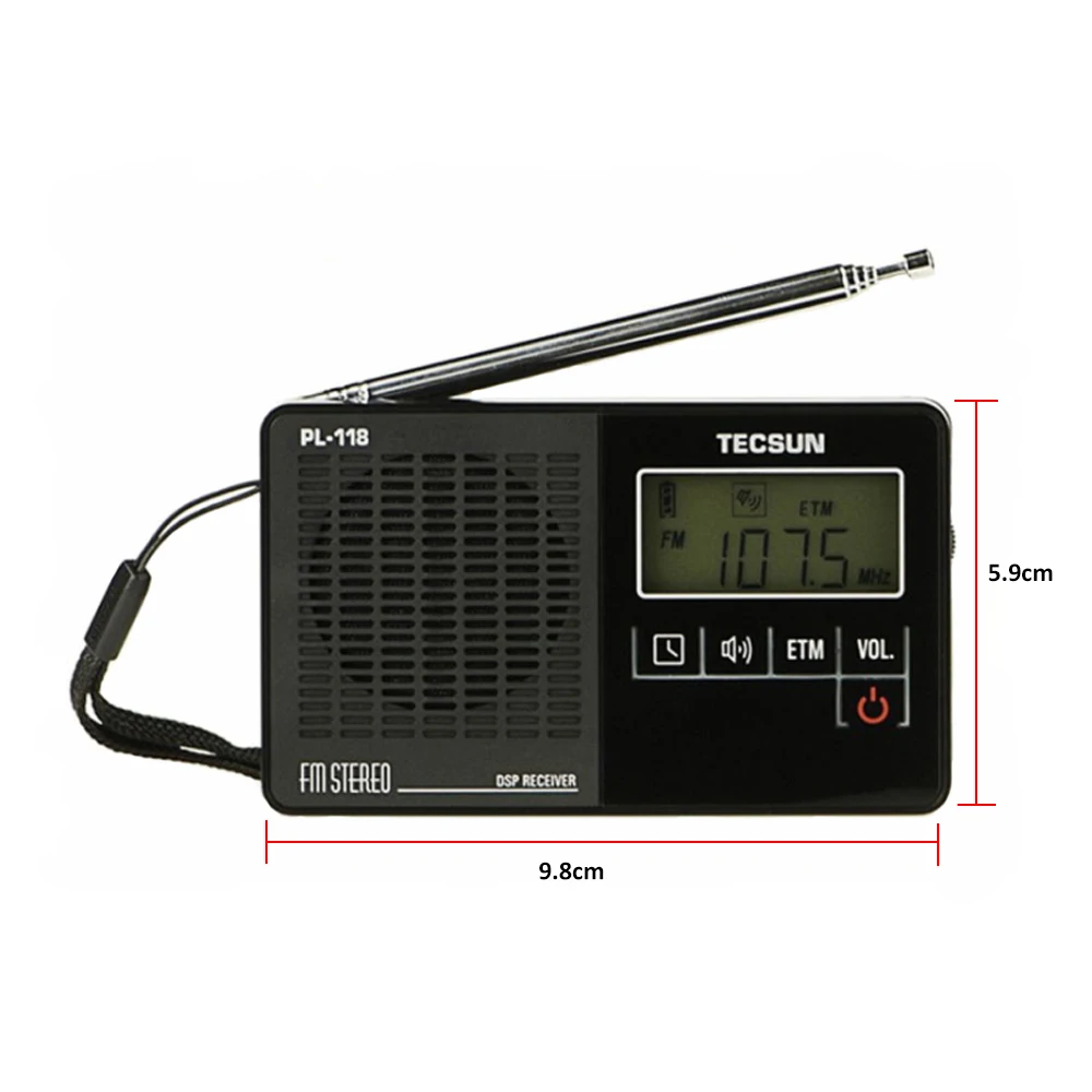TECSUN PL-118 ультра-светильник мини радио, PLL DSP fm-радио