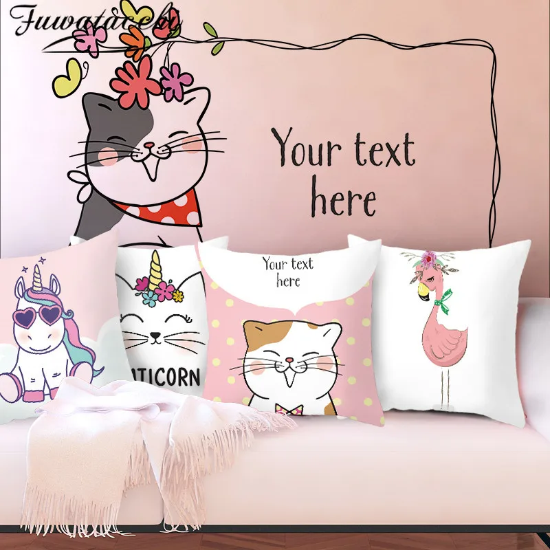 

Fuwatacchi Cushion Covers Dreamy Pink Style Throw Pillow Covers Flamingos Pattern Pillowcase for Home Sofa Decorative Pillows