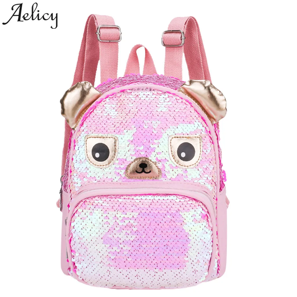Aelicy рюкзак для маленьких девочек, рюкзак с бантом из мультфильма, рюкзак с пайетками и изображением животных, школьная сумка для маленьких детей, рюкзак для путешествий, Прямая, новинка