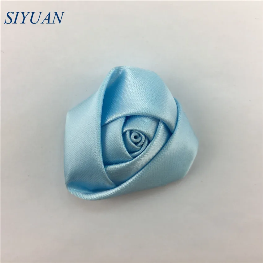 lt blue 10 шт./лот, 4 см, милый свернутый атласный цветок-бутон розы с зажимом для волос, детский головной убор, аксессуар, корсаж, Декор, свадебный букет, часть TH06 - Цвет: lt blue