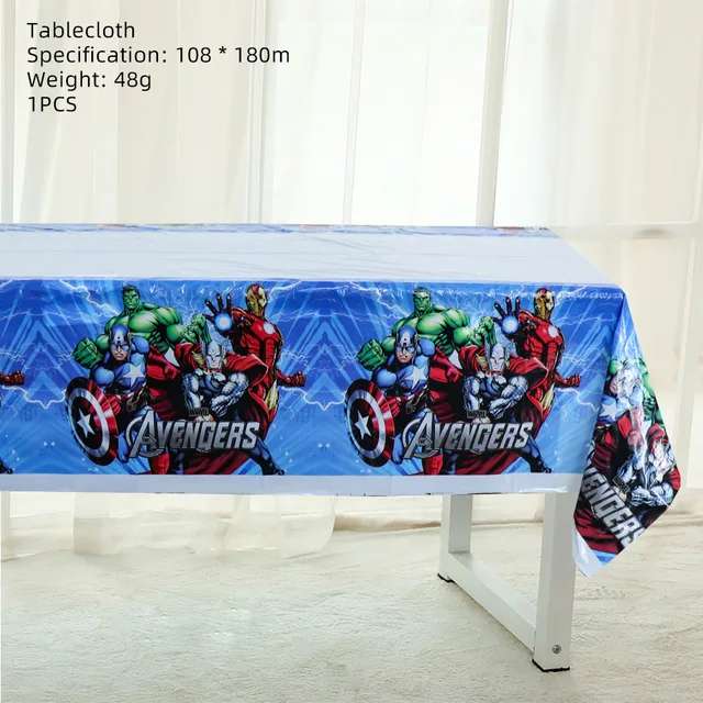 The Avengers Design Boys Birthday Party Decorations Balloon Paper Cups Plates Baby Shower Disposable Tableware Supplies tablecloth 1pcs