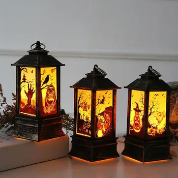 

LED Lantern Halloween Lamp Candlelight Flame Light Xmas Indoor Outdoor Hanging Lanterns Lamp For Home Vintage Retro Decoration