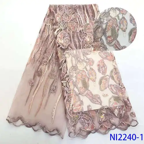 NIAI африканская кружевная ткань высокого качества последняя нигерийская Свадебная лента ткани вышитая, Тюлевая, французская кружевная ткань NI2240-1 - Цвет: picture 1