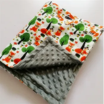 

75*120cm Forest Fox Print Baby Minky Blanket Coral Fleece Newborn Swaddling Infant Receiving Blanket Kids Quilt Crib Blankets