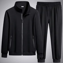 

EBAIHUI Tracksuits Men Solid Zip Up Stand Collar Sweatshirt And Drawstring Straight Sweatpants 2 Pieces Set Leisure Sportswear
