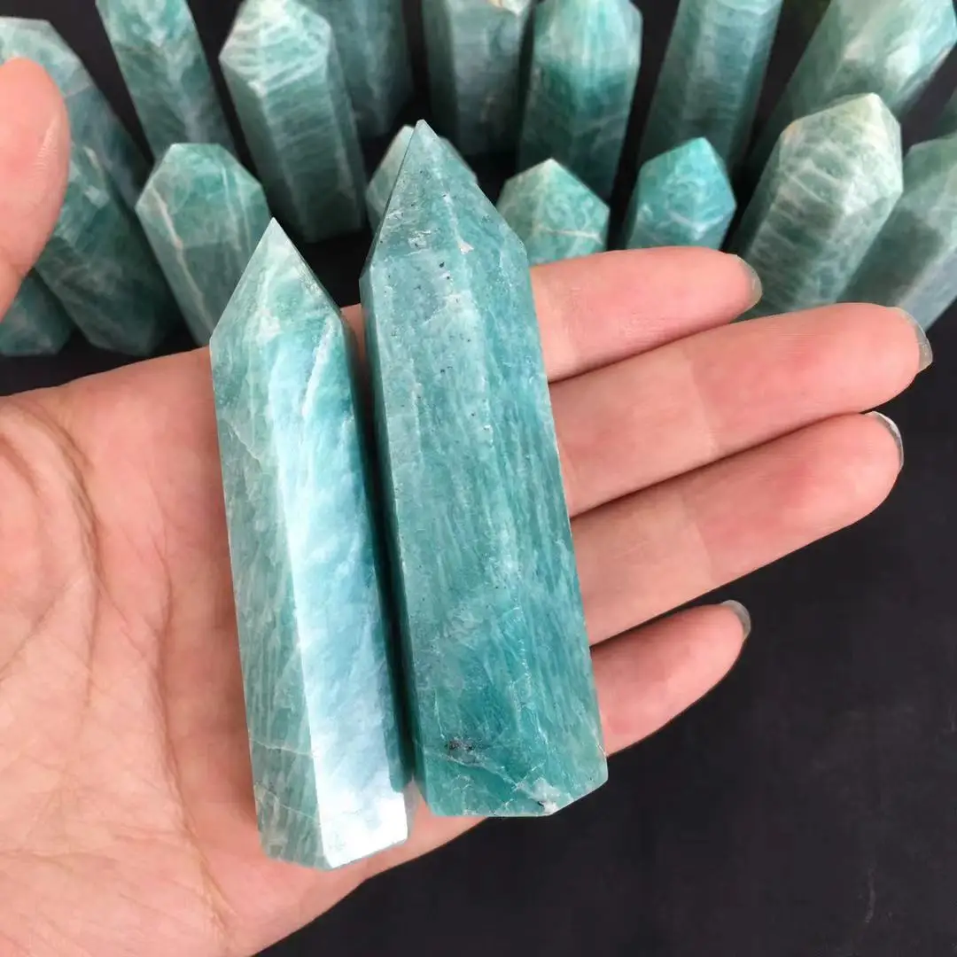 

Natural Quartz Amazonite Crystals Points Amazon Lucky Stone Wands Spiritual Chakras Healing