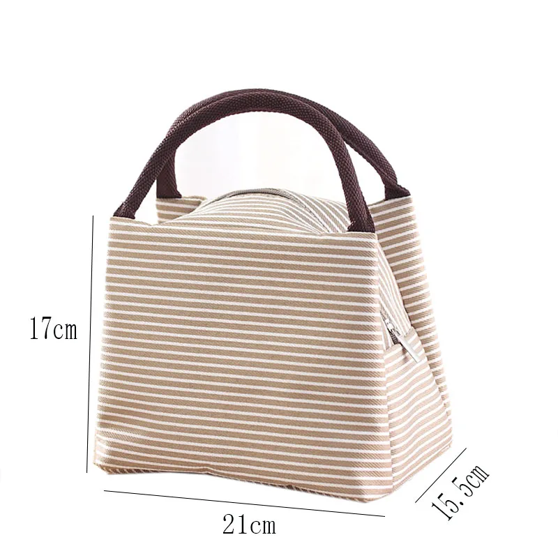 Lunch Bag Stripes Isothermal Bag Packaged Food Thermal Bags Thermo Pouch for Women Kids Lunch Refrigerator Mummy