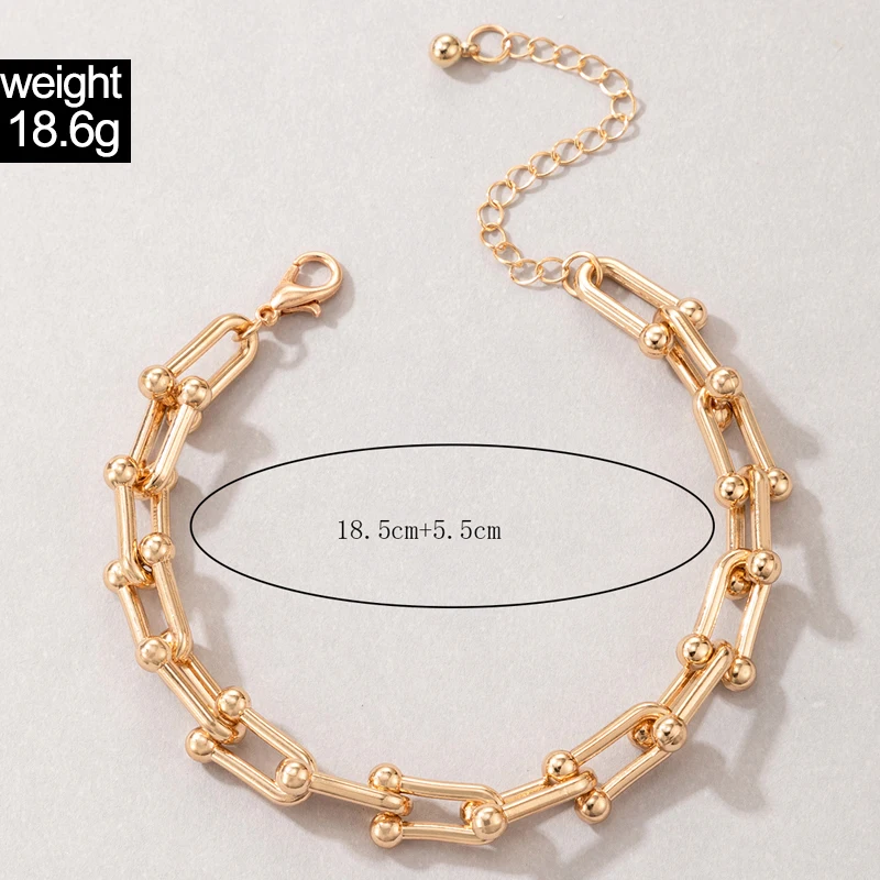 Tocona Vintage Heavy Metal Chain Single Layer Bracelets for Women Charms Gold Color Geometry Alloy Bangle Party Jewelry 20909 bracelet jewelry