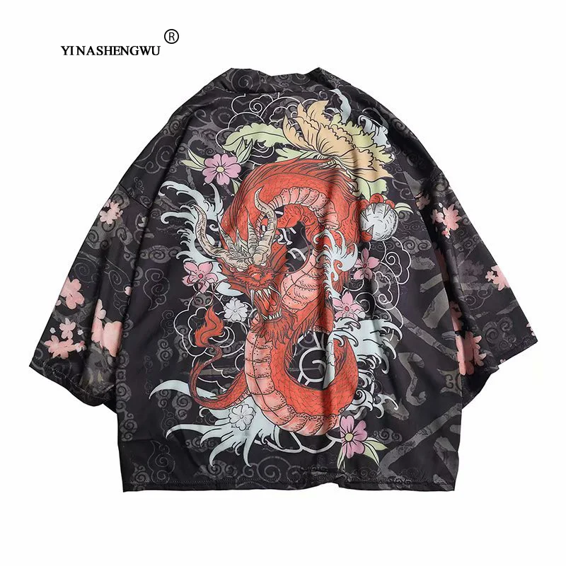 Мужские кимоно косплей печать Кимоно Кардиган Верхняя одежда летняя блуза Harajuku Азия японский традиционный юката женский костюм - Цвет: as picture-15.28