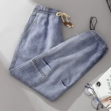 Плюс размеры для женщин в винтажном стиле; Узкие женские брюки с высокой талией джинсы Mujer femme feminino Свободные повседневные джинсы женские K0283