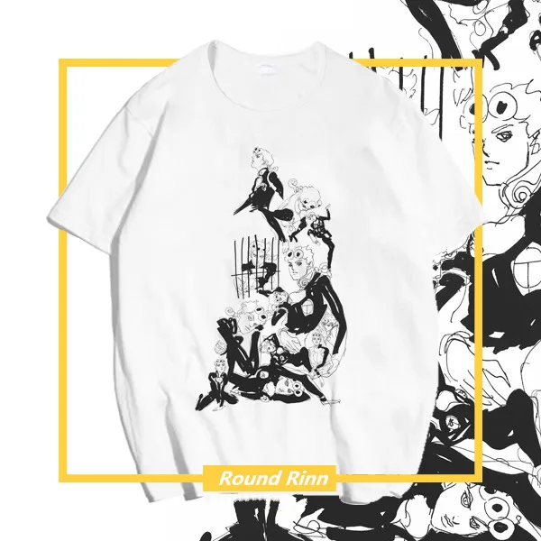 

JOJO'S BIZARRE ADVENTURE Giorno Giovanna GUIDO MISTA Top Printed Tee Shirt White Short Sleeve T-shirt