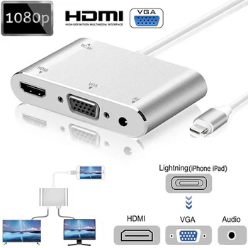 

4 In 1 Converter for ios IPhone Lighting To HDMI VGA AV Audio Vidio Adapter 8 pin For iPhone X Xs Max XR For iPad Air Mini iPod