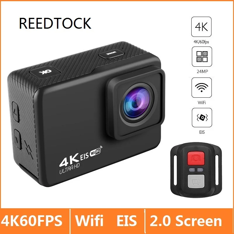 Action Camera EIS AntiShake Ultra HD 4K / 60fps WiFi 2.0" 170D 4X Zoom Underwater Waterproof