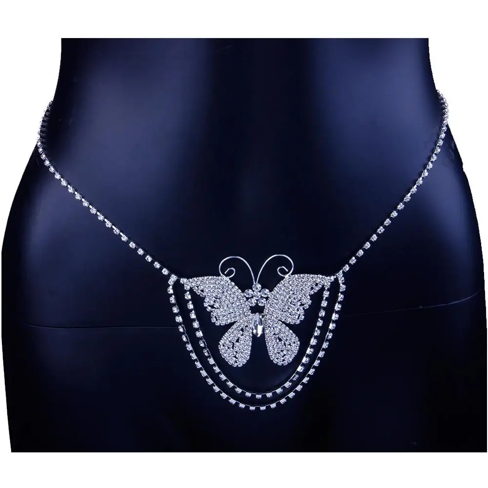 Exclusive Rhinestone Butterfly Belly Waist Chain Belt Jewelry