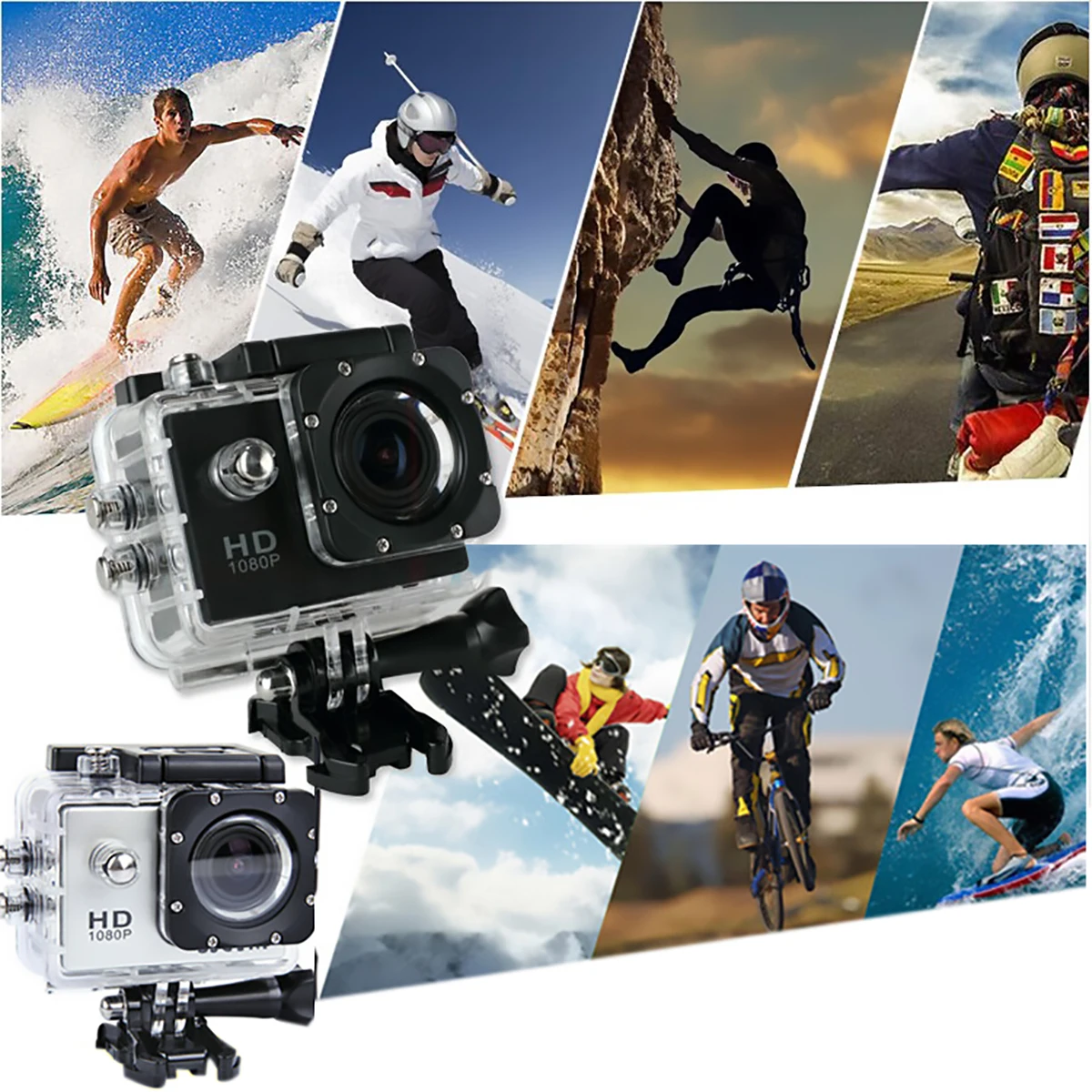 

1080P Sports Camera HD 4K / 30fps Action Camera for Outdoor Sports Bikes Motorcycle Mountaineering Parachute for Extreme Sports