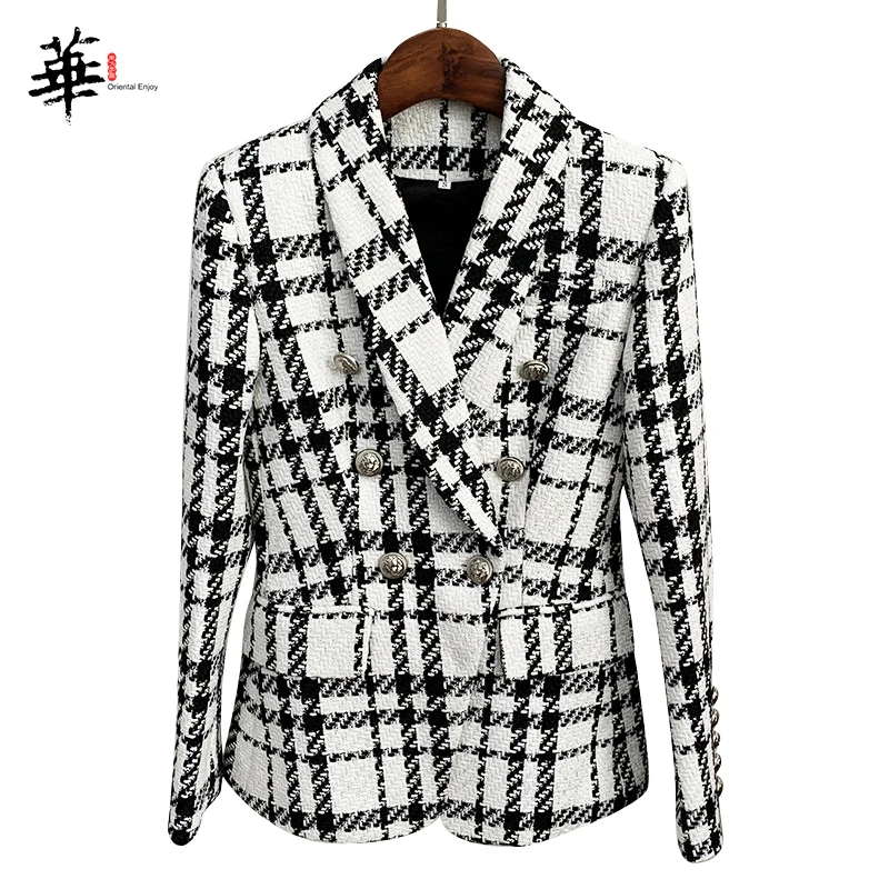 Женский клетчатый Блейзер стильная зимняя куртка женские винтажные пальто и