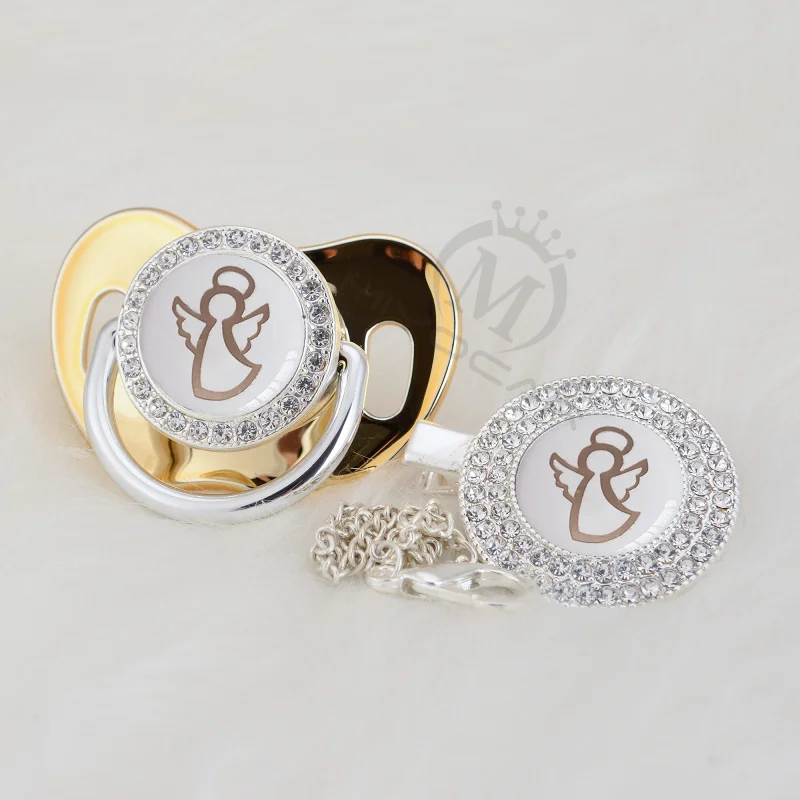 MIYOCAR Gold silver dance Angel lovely beautiful Gold bling pacifier and pacifier clip BPA free dummy bling unique design GANGB