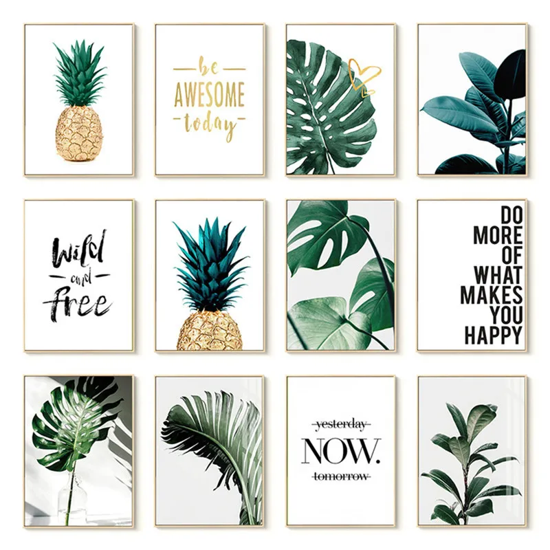 SEAAN-Nordic-Pineapple-Green-Leaves-Canvas-Painting-Wall-Art-Home-Decoration-Posters-and-Prints-Plant-Pictures (3)