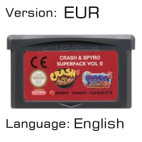 2in1Crash Spyr 2 EUR 32 бит видеоигры картридж консоль карта для nintendo GBA RPG ролевые игры серии первое издание - Цвет: 2in1Crash Spyr 2 EUR