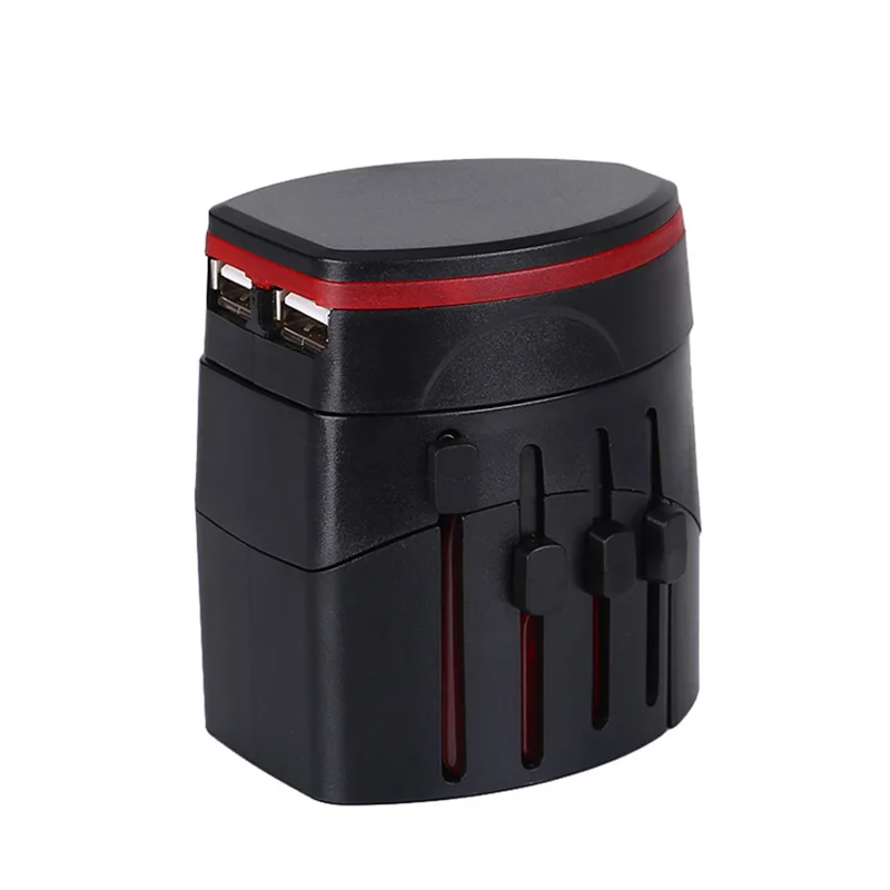 FORNORM Dual USB power универсальная прочная вилка Международный адаптер штепсельной вилки многострановый Адаптер зарядного устройства для путешествий конвертер вилка - Цвет: black