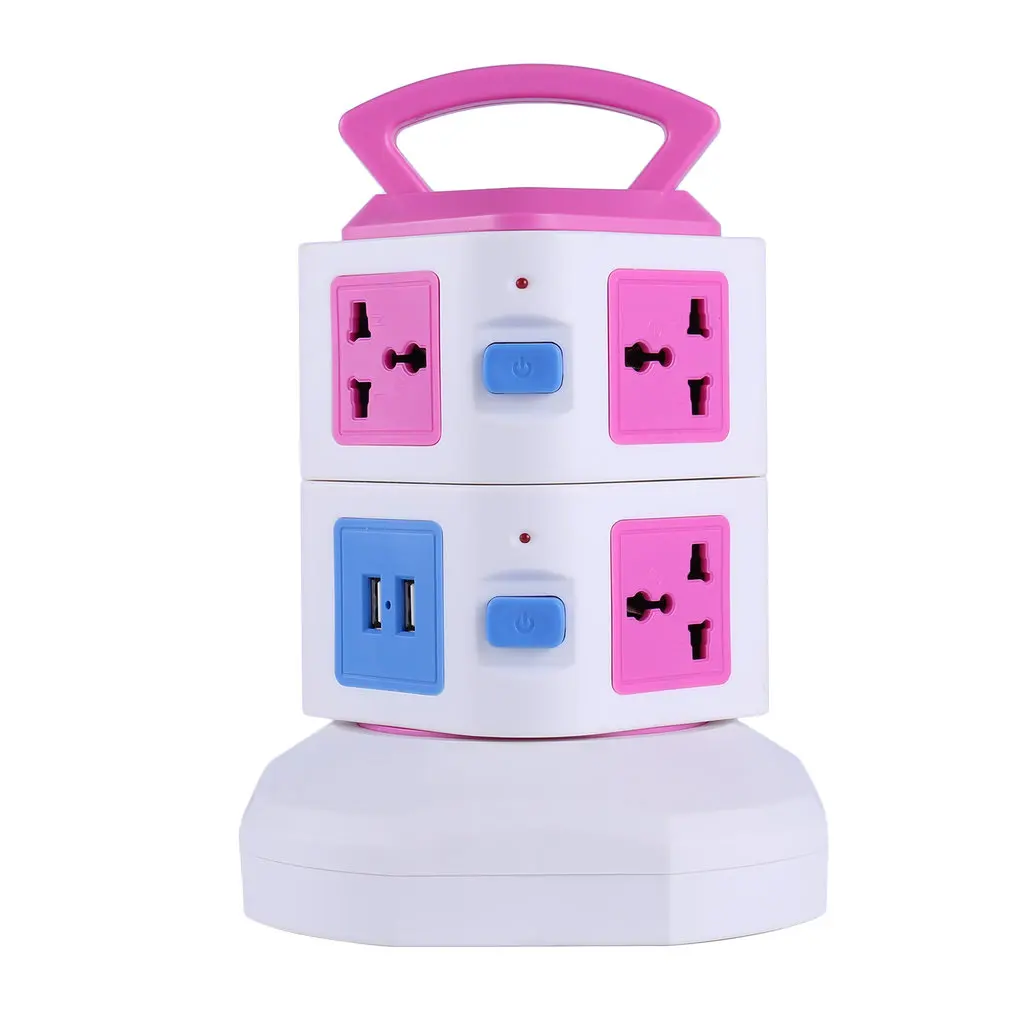 Белый Вертикальный многоразъемный двухслойный с двойным usb-зарядным устройством интеллектуальная розетка штепсельная вилка Великобритании защита от перегрузки светодиодный дисплей - Цвет: Белый