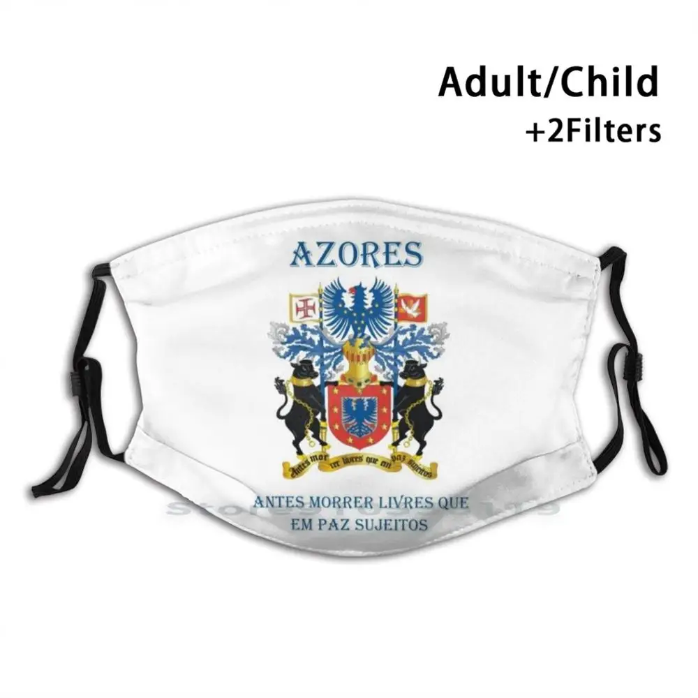 

Azores Print Reusable Pm2.5 Filter DIY Mouth Mask Kids Azores Portugal Portuguese Flag Lisbon Madeira Azorean Europe Porto