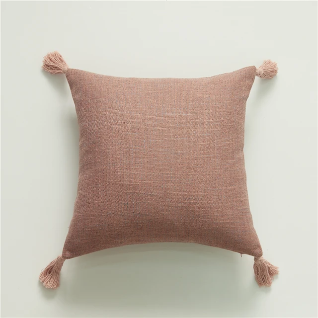 Solid Linen Pillow/Cushion Covers European With Tassels Throw Pillow